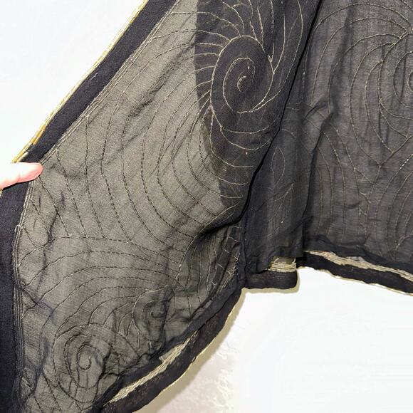 St. Honore Vintage Black & Gold Silk Beaded Flapper Jacket Top - Picture 6 of 8